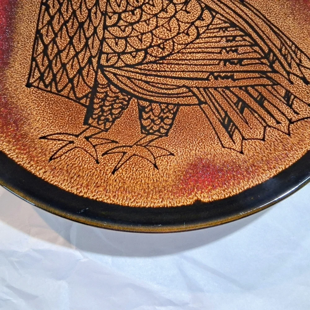 Vintage Poole Pottery Aegean Owl Carolyn Wills Charger Full Harvest Moon Large